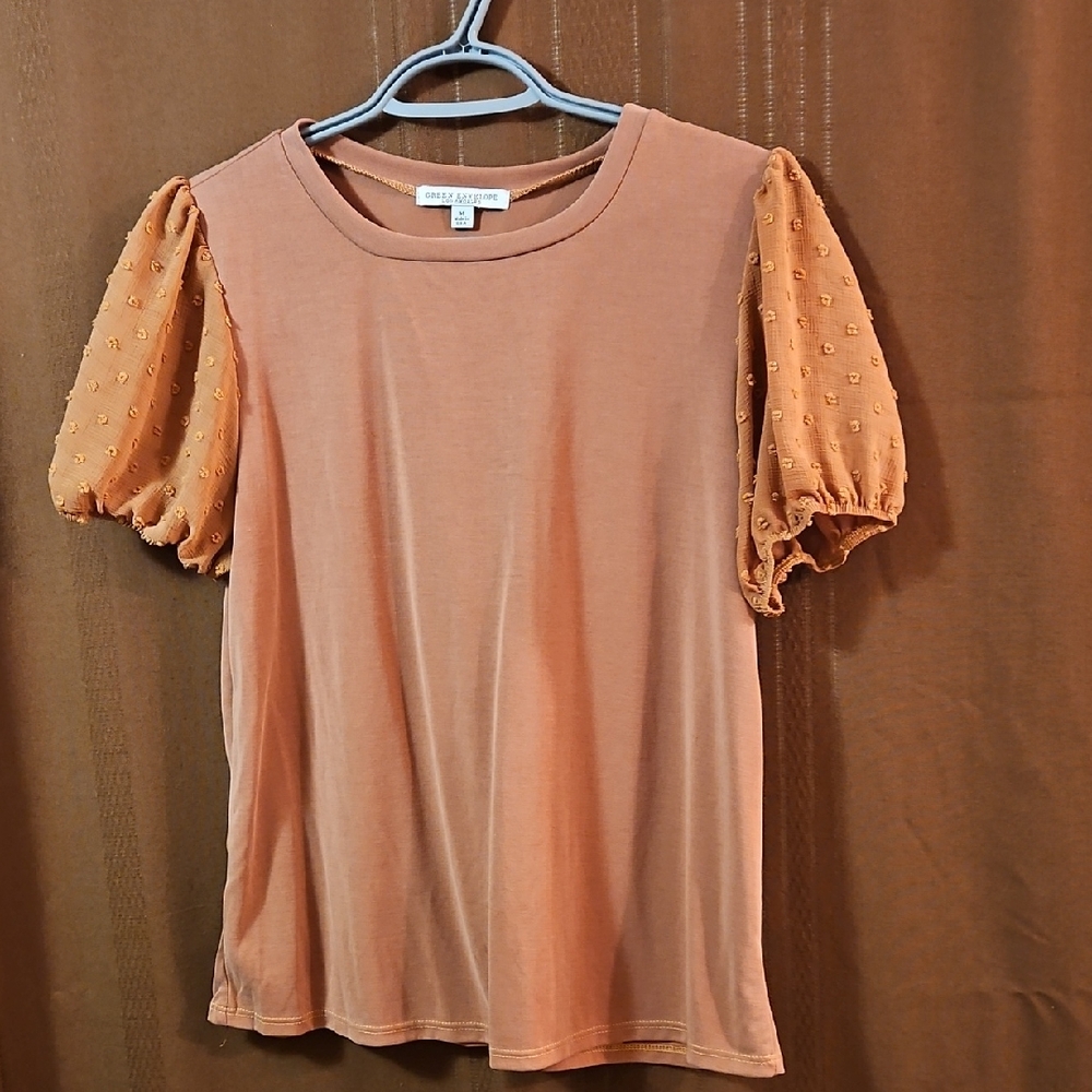 Green Envelope Terracotta Puff Sleeve Tee